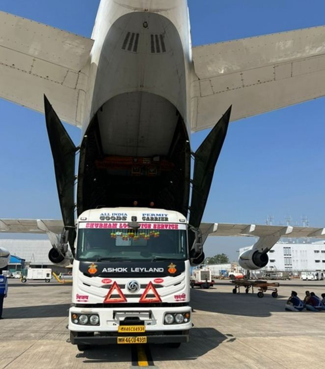Shubham Logistics truck loading aerospace cargo